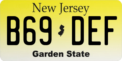NJ license plate B69DEF
