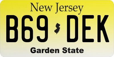 NJ license plate B69DEK