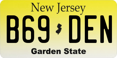 NJ license plate B69DEN