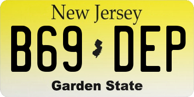 NJ license plate B69DEP