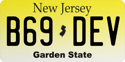 NJ license plate B69DEV