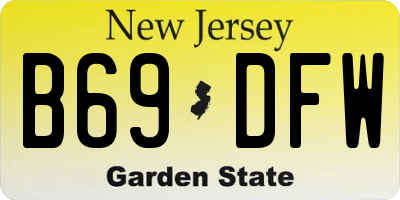 NJ license plate B69DFW