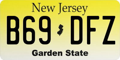 NJ license plate B69DFZ