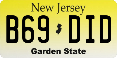 NJ license plate B69DID