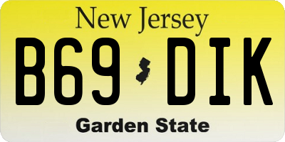 NJ license plate B69DIK