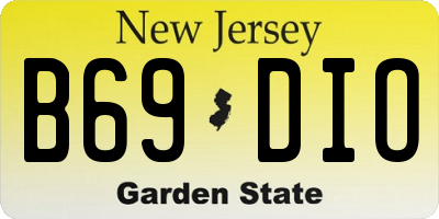 NJ license plate B69DIO