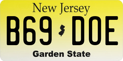 NJ license plate B69DOE