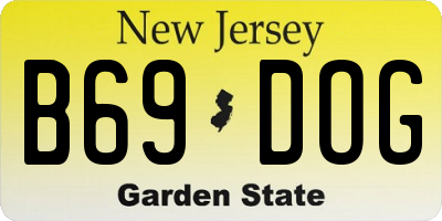 NJ license plate B69DOG