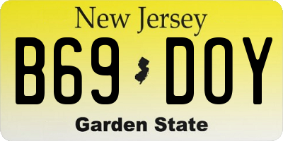 NJ license plate B69DOY