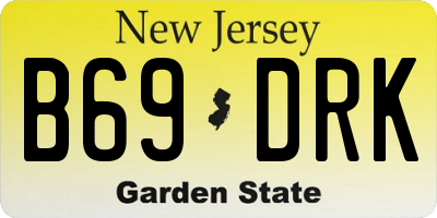 NJ license plate B69DRK