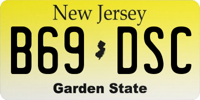 NJ license plate B69DSC