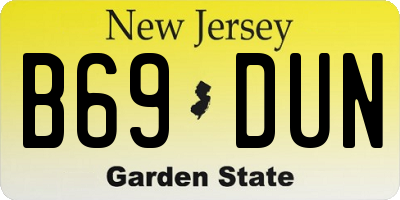 NJ license plate B69DUN
