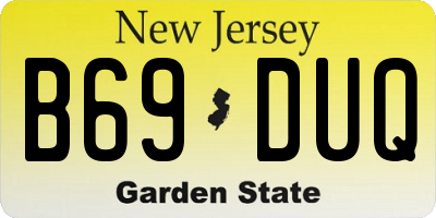 NJ license plate B69DUQ