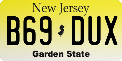 NJ license plate B69DUX