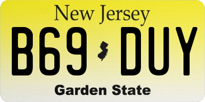 NJ license plate B69DUY