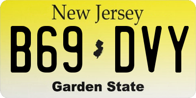 NJ license plate B69DVY