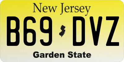NJ license plate B69DVZ