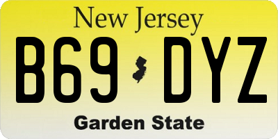 NJ license plate B69DYZ