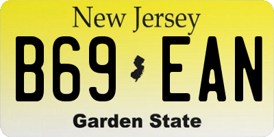 NJ license plate B69EAN