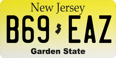NJ license plate B69EAZ