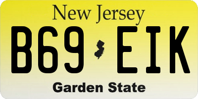 NJ license plate B69EIK