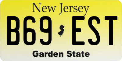 NJ license plate B69EST