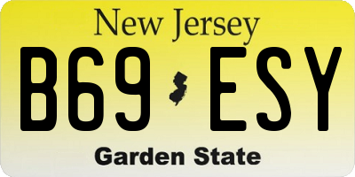 NJ license plate B69ESY