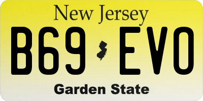 NJ license plate B69EVO
