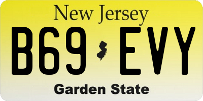 NJ license plate B69EVY