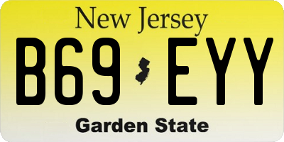 NJ license plate B69EYY