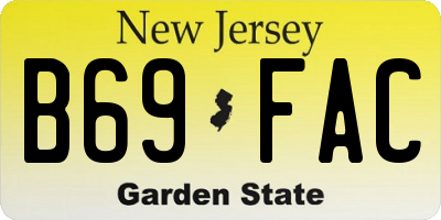 NJ license plate B69FAC