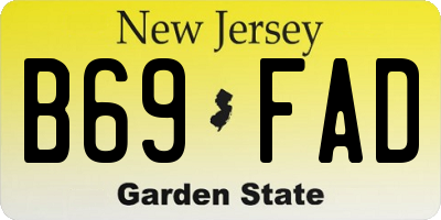 NJ license plate B69FAD