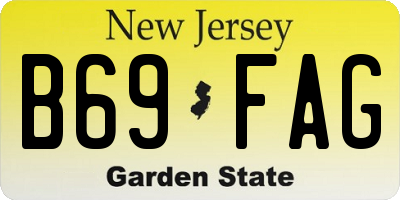 NJ license plate B69FAG