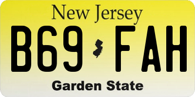 NJ license plate B69FAH