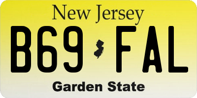 NJ license plate B69FAL