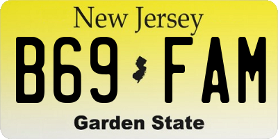 NJ license plate B69FAM