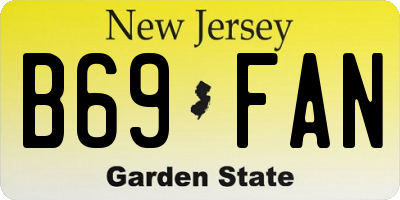 NJ license plate B69FAN