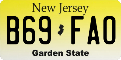 NJ license plate B69FAO