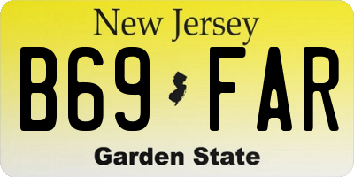 NJ license plate B69FAR