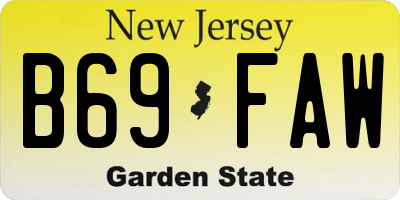 NJ license plate B69FAW
