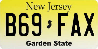 NJ license plate B69FAX