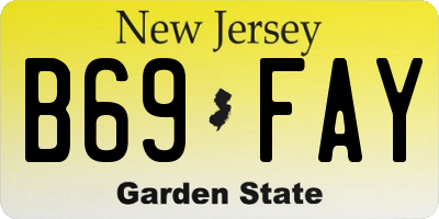 NJ license plate B69FAY
