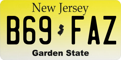 NJ license plate B69FAZ