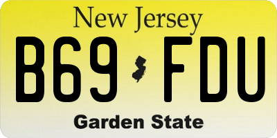 NJ license plate B69FDU