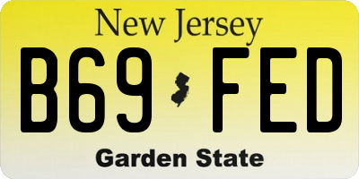 NJ license plate B69FED