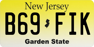 NJ license plate B69FIK