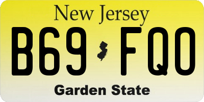 NJ license plate B69FQO