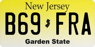 NJ license plate B69FRA