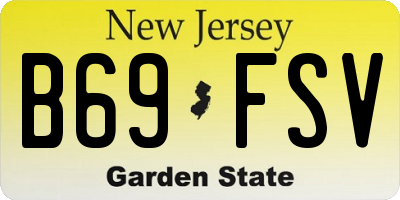 NJ license plate B69FSV