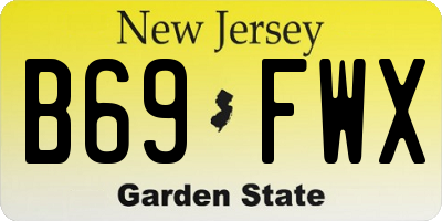 NJ license plate B69FWX